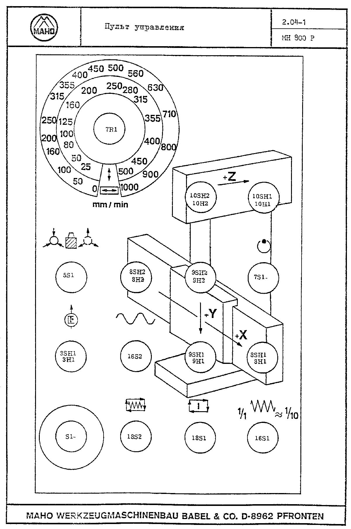 Пульт керування инструментальным фрезерным верстатом MAHO 800